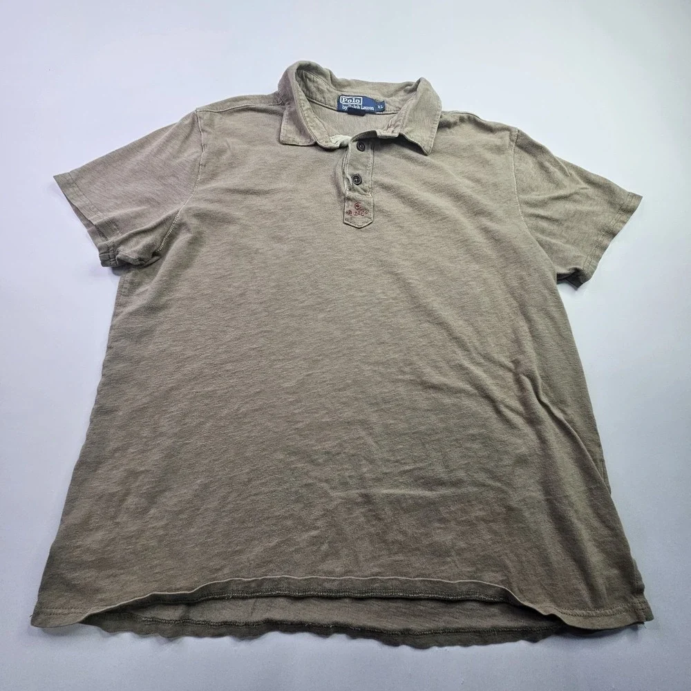 Polo Ralph Lauren Men's XL Short Sleeve Knit Polo Shirt Brown Taupe 100% Cotton